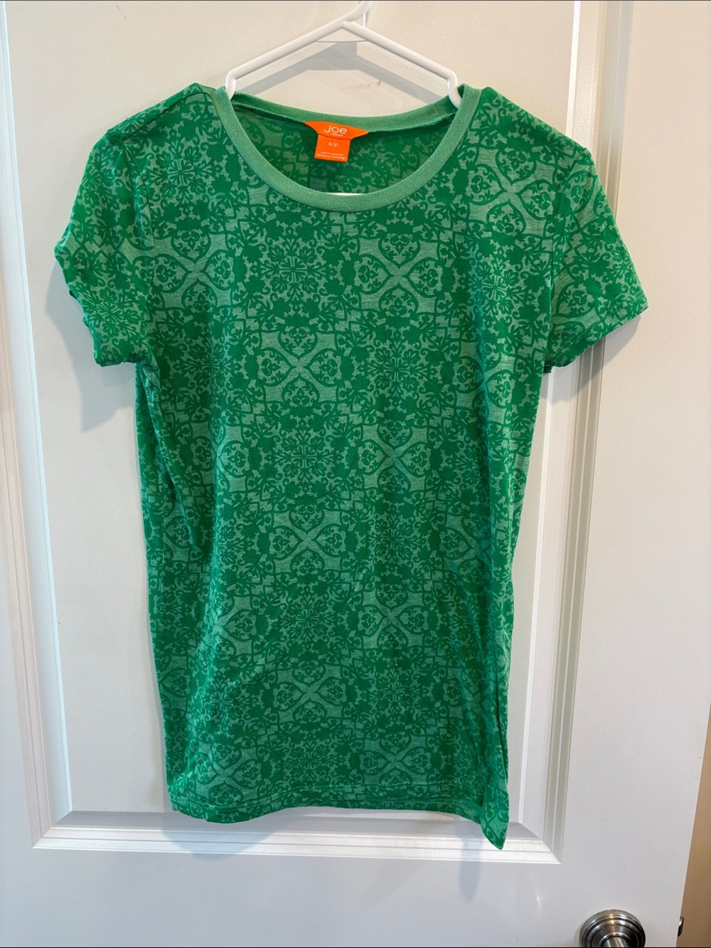 Joe Fresh Emerald Green Short Sleeve Tee with Subtle Geometric Print